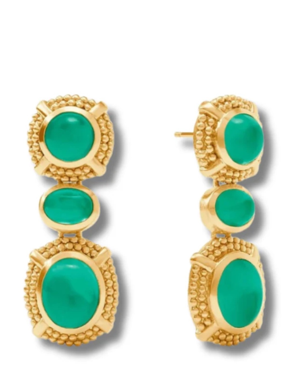 Julie Vos Gold-Tone Drop Earrings with Green Cabochons - Picture 6 of 6